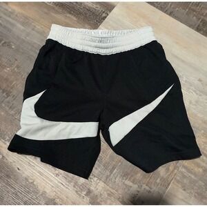 Nike Kids Dri Fit Basketball Shorts Black White Swoosh Athletic Size S